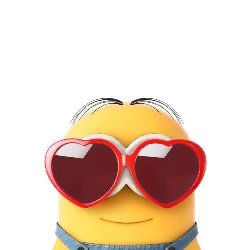 cute minion with heart glasses