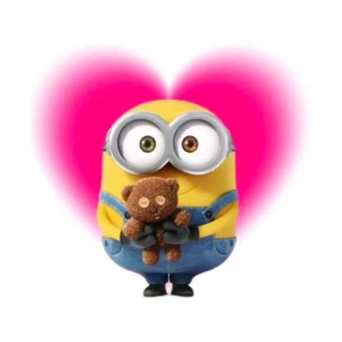 cute minion with a heart as the background